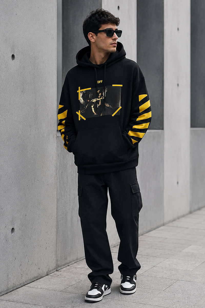 Off-White Чёрное худи Caravaggio Diag graphic-print