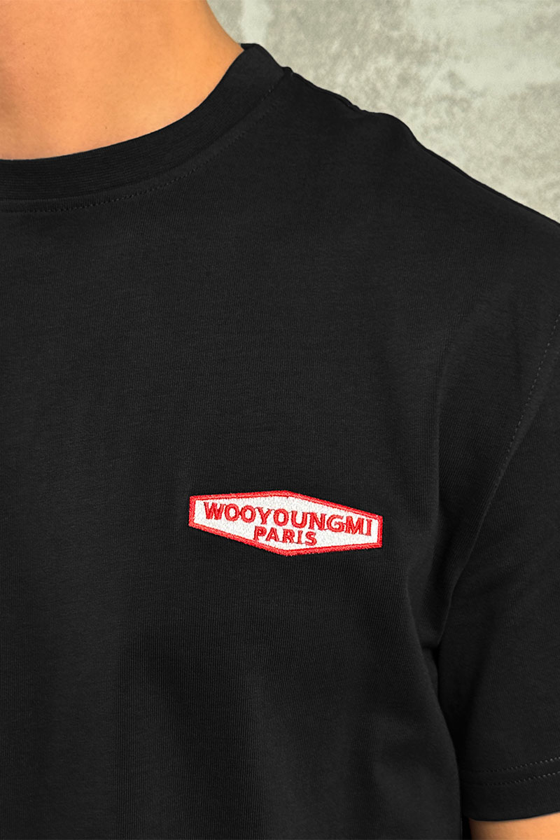 Designer Clothing Чёрная оверсайз футболка Wooyoungmi logo patch
