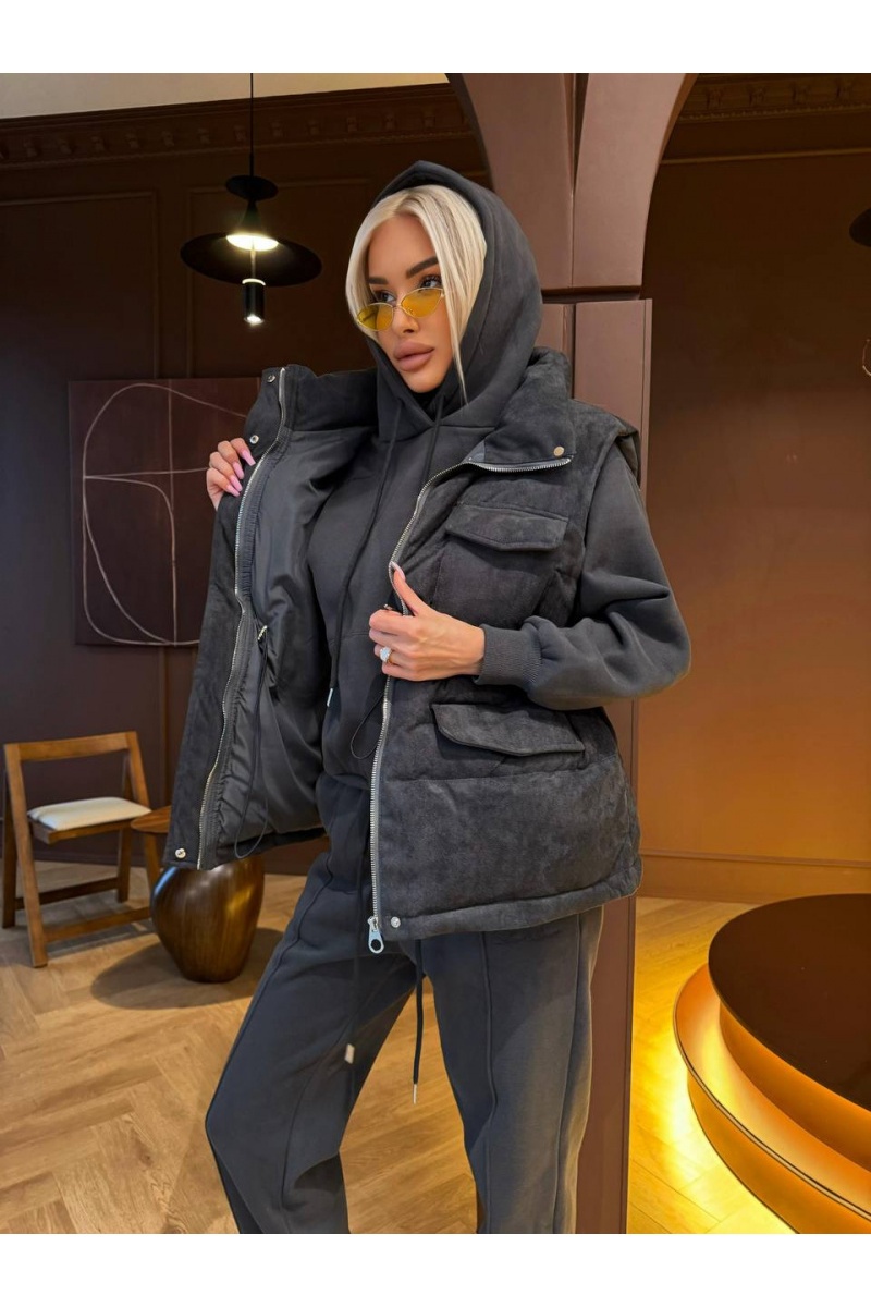 Loro Piana Женский костюм тройка на флисе premium - Grey