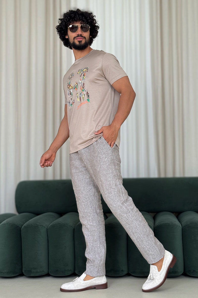 Loro Piana Льняные брюки серого цвета 