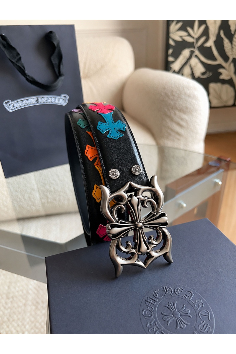 Chrome Hearts Кожаный ремень Cross Patch Cemetery premium