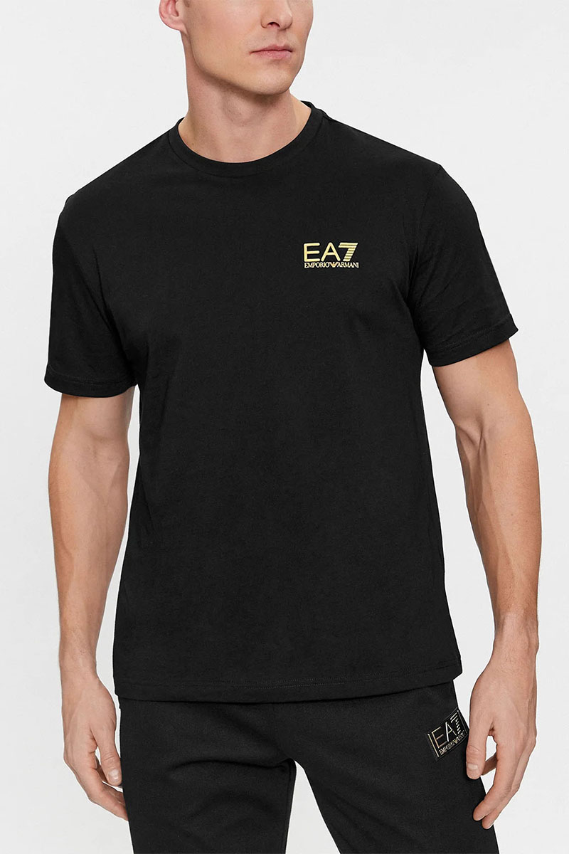 Emporio Armani EA7 Мужская чёрная футболка logo-print 