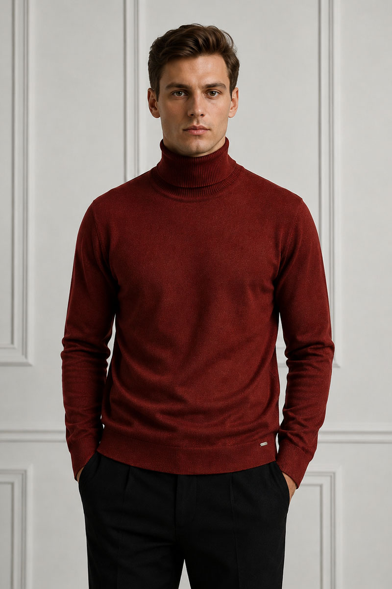 Designer Clothing Мужская бордовая водолазка Maglione