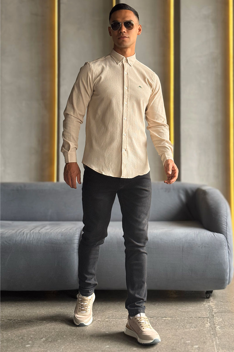 Etro Мужская бежевая рубашка Pegasus logo