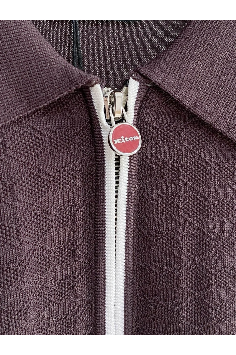 Kiton Вязаное поло коричневого цвета premium