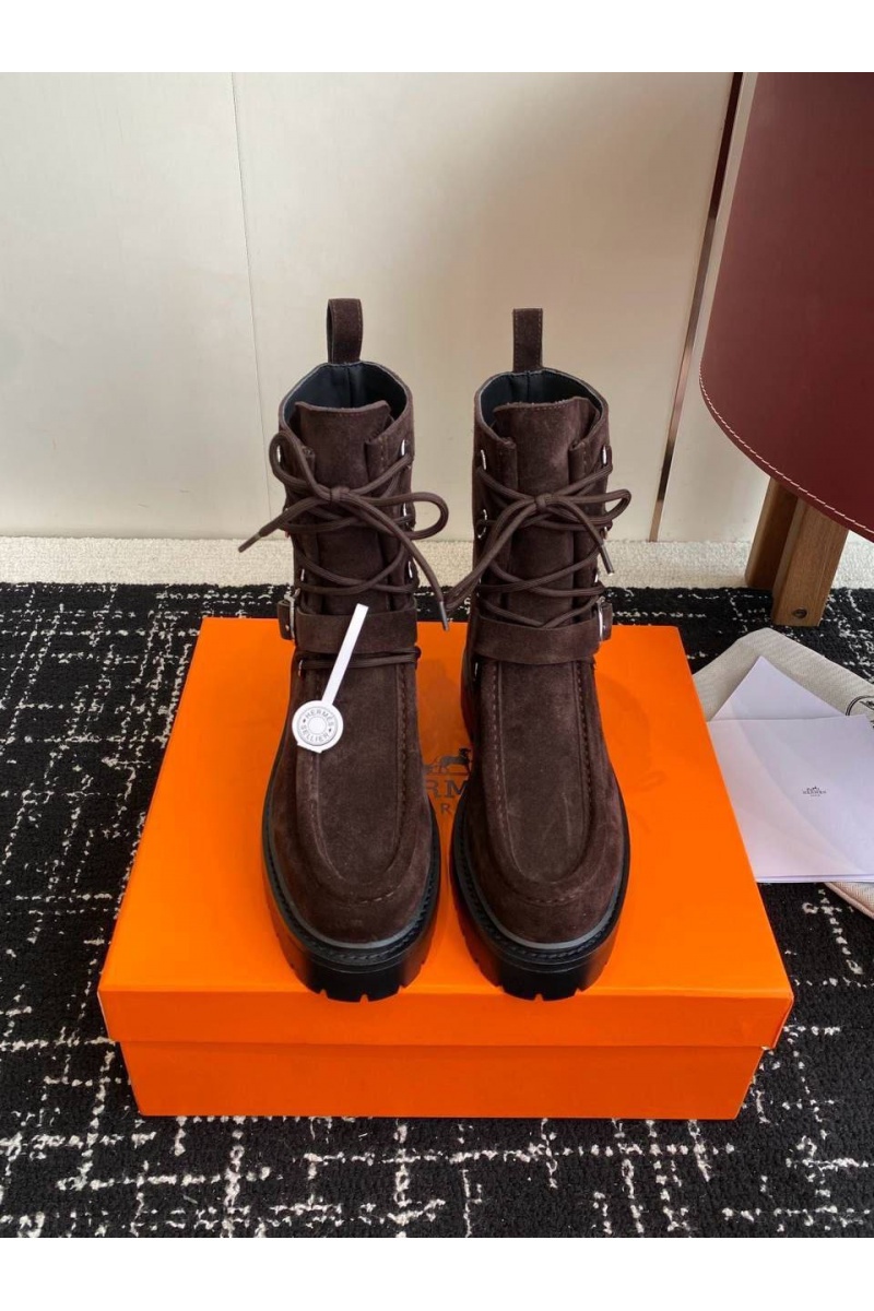 Hermes Женские замшевые ботинки Land Ankle premium