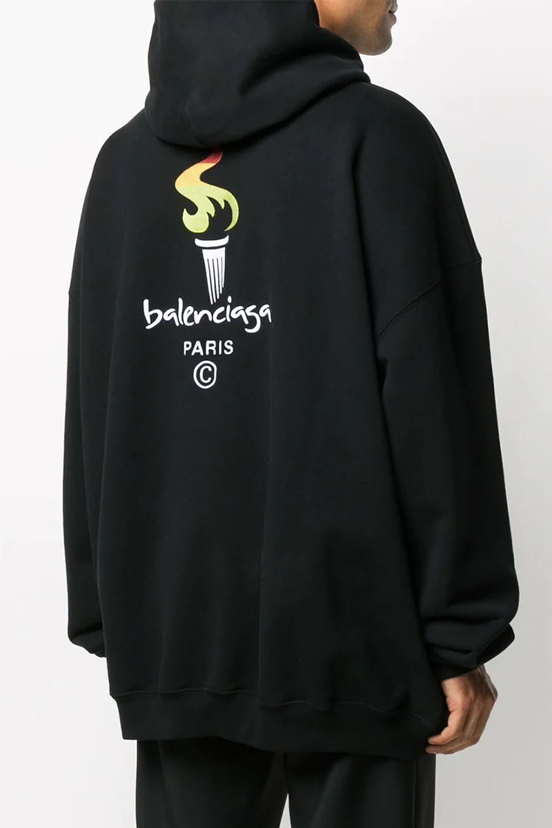 Balenciaga Оверсайз худи Paris Olympics Flame embroidered-logo