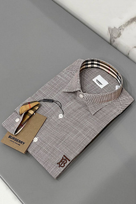 Классическая мужская рубашка TB - Brown / White