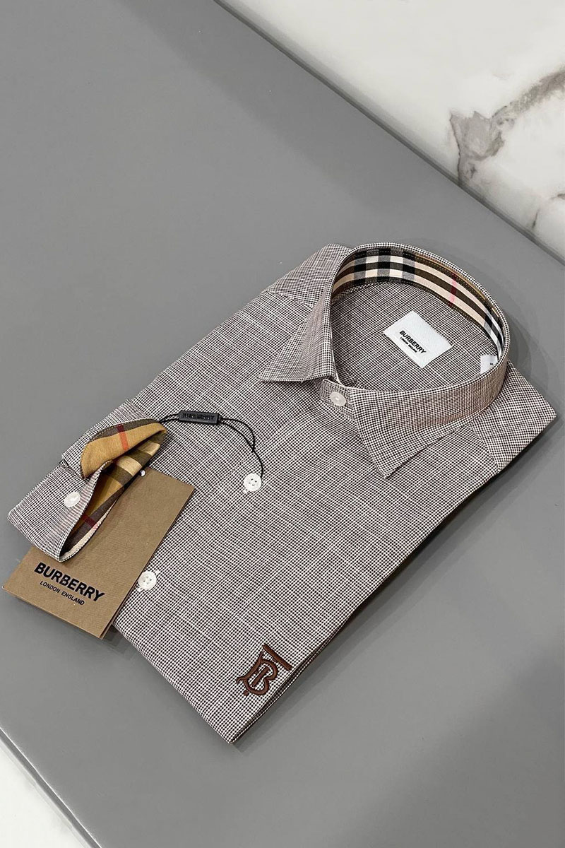 Burberry Классическая мужская рубашка TB - Brown / White