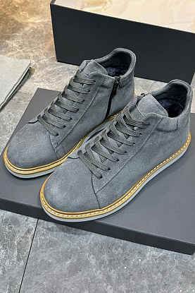 Замшевые кроссовки с мехом high-top - Grey