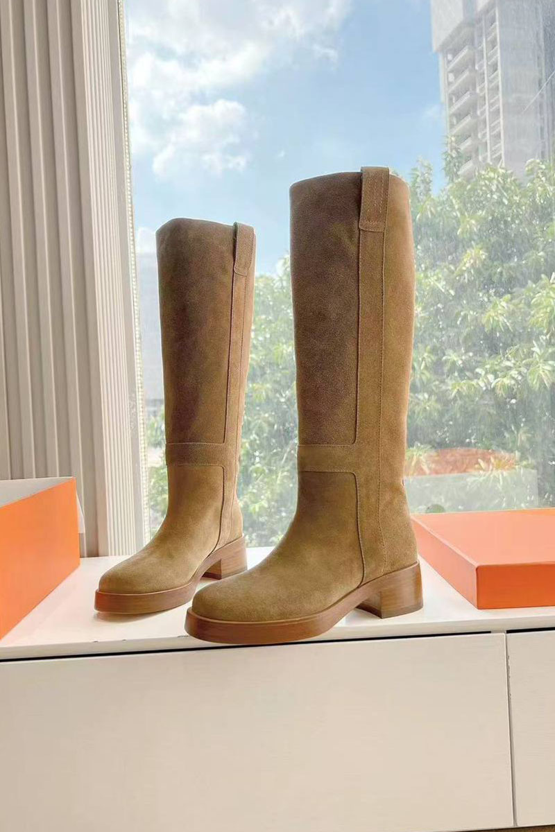 Hermes Женские замшевые сапоги Premium - Brown
