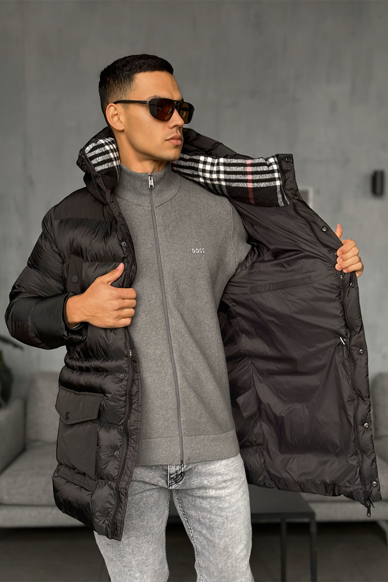 Burberry Мужская чёрная парка Hooded Puffer 