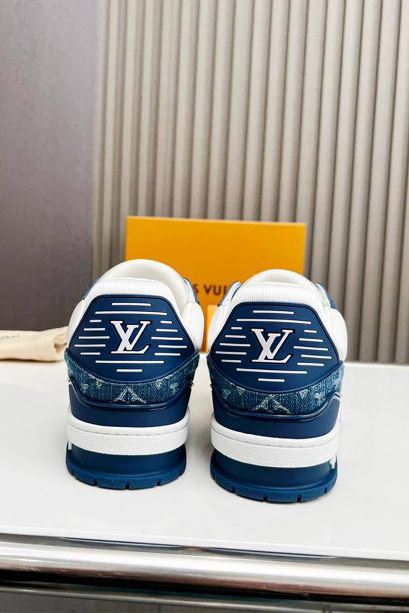 Lоuis Vuittоn Кожаные кроссовки Trainer Monogram - White / Blue
