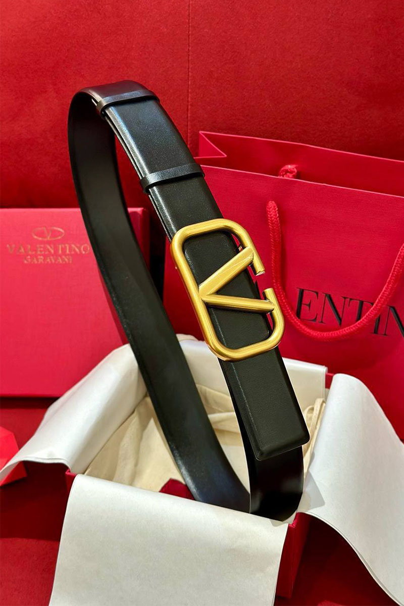 Valentino Чёрный кожаный ремень - ширина 4 см, длина 90 см