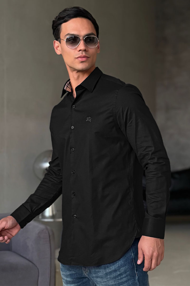 Burberry Мужская рубашка logo-embroidered - Black