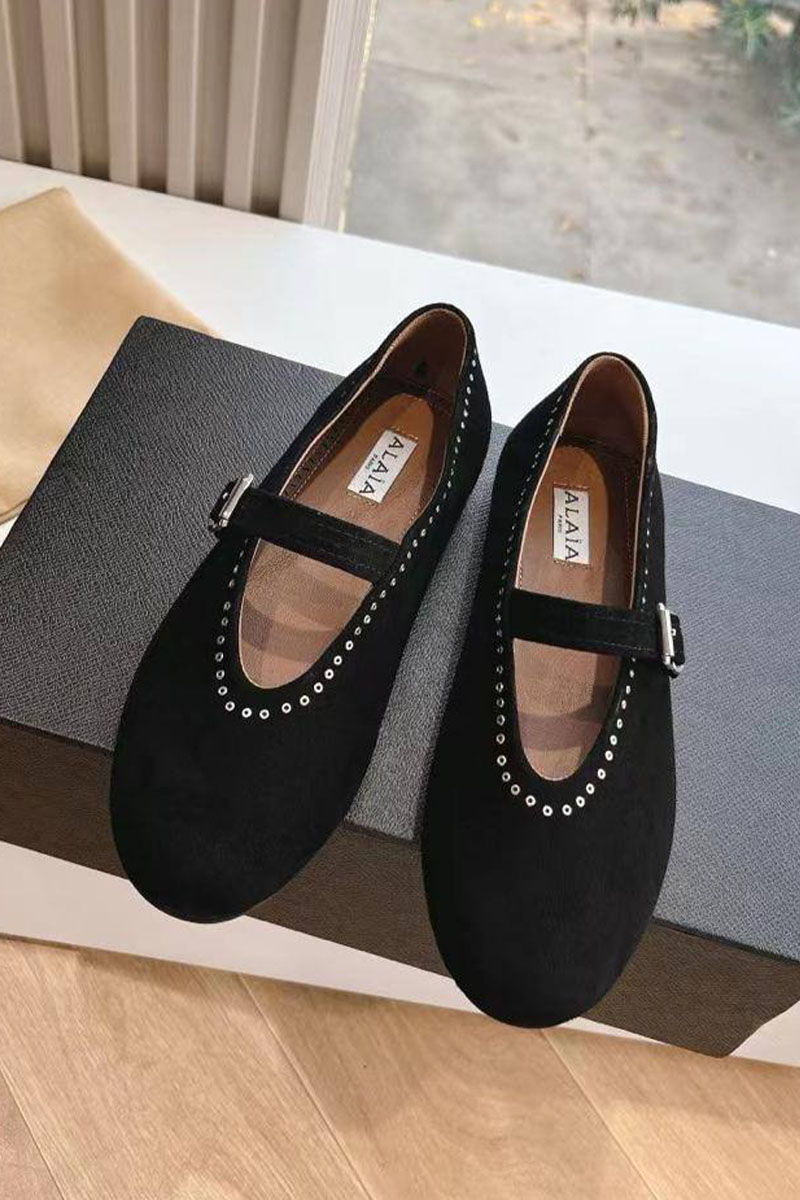 Designer Clothing Женские замшевые балетки Alaia Strass Suede premium