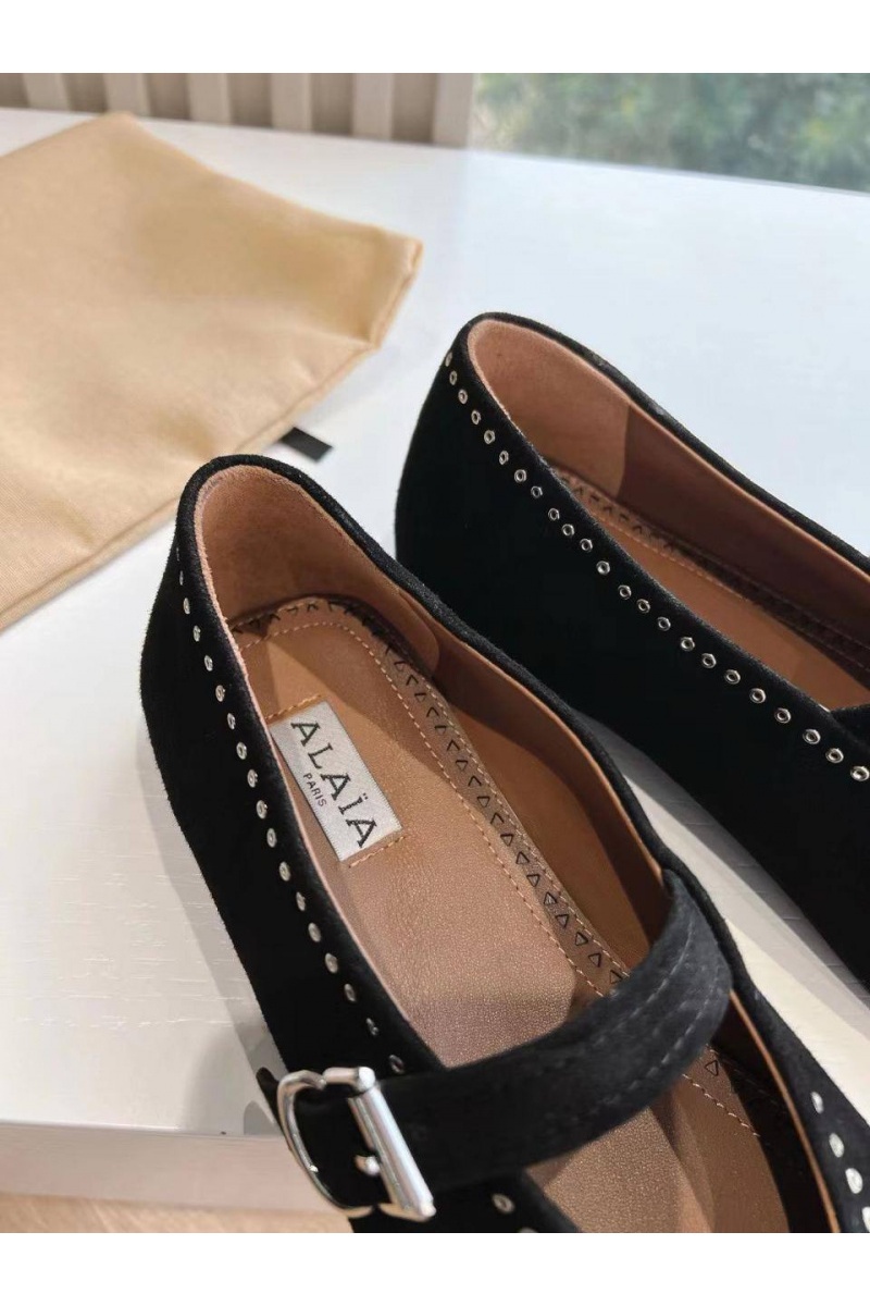 Designer Clothing Женские замшевые балетки Alaia Strass Suede premium