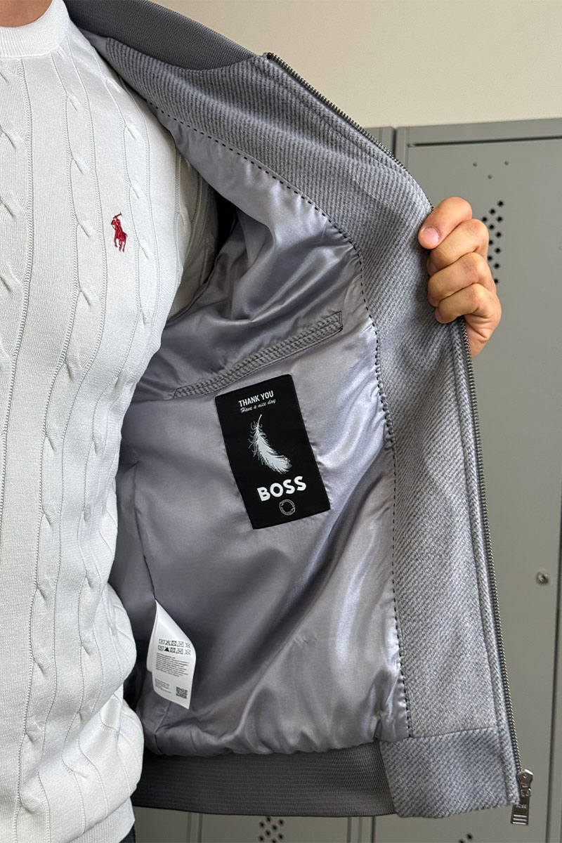 Hugо Воss Мужской бомбер серого цвета