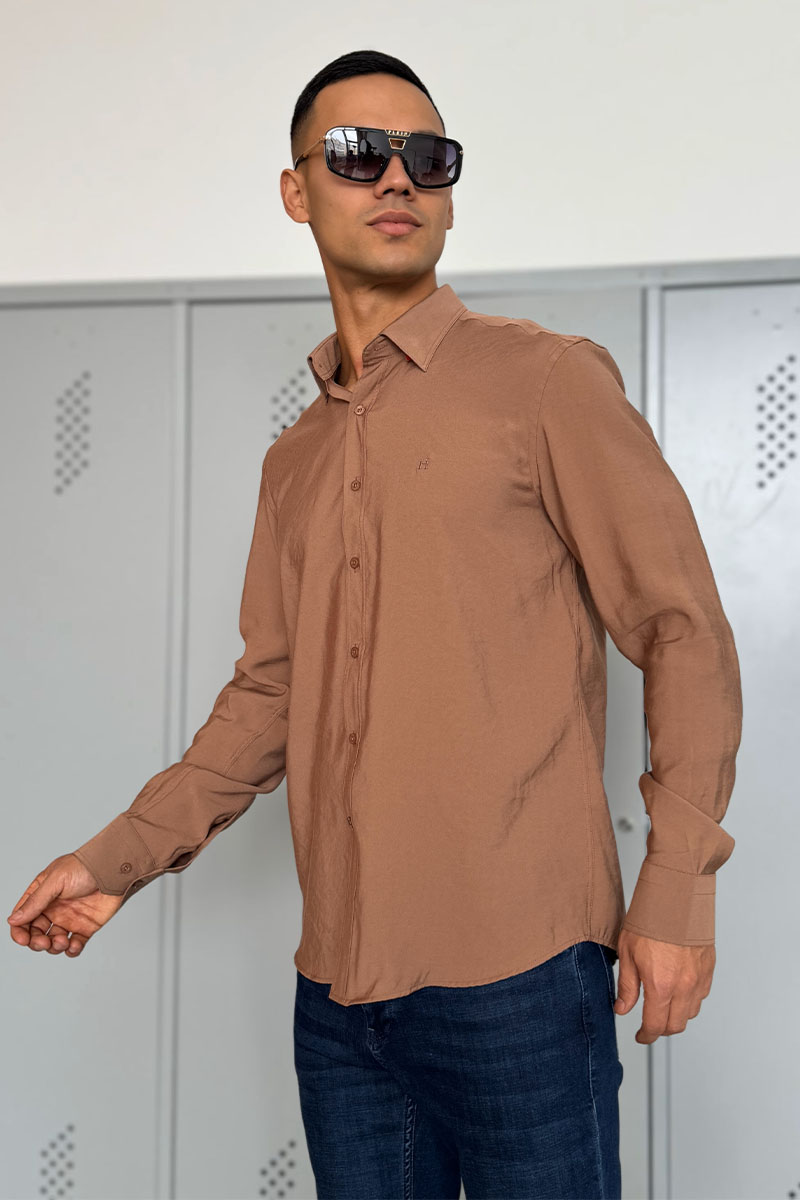 Hermes Мужская рубашка H embroidered - Brown 