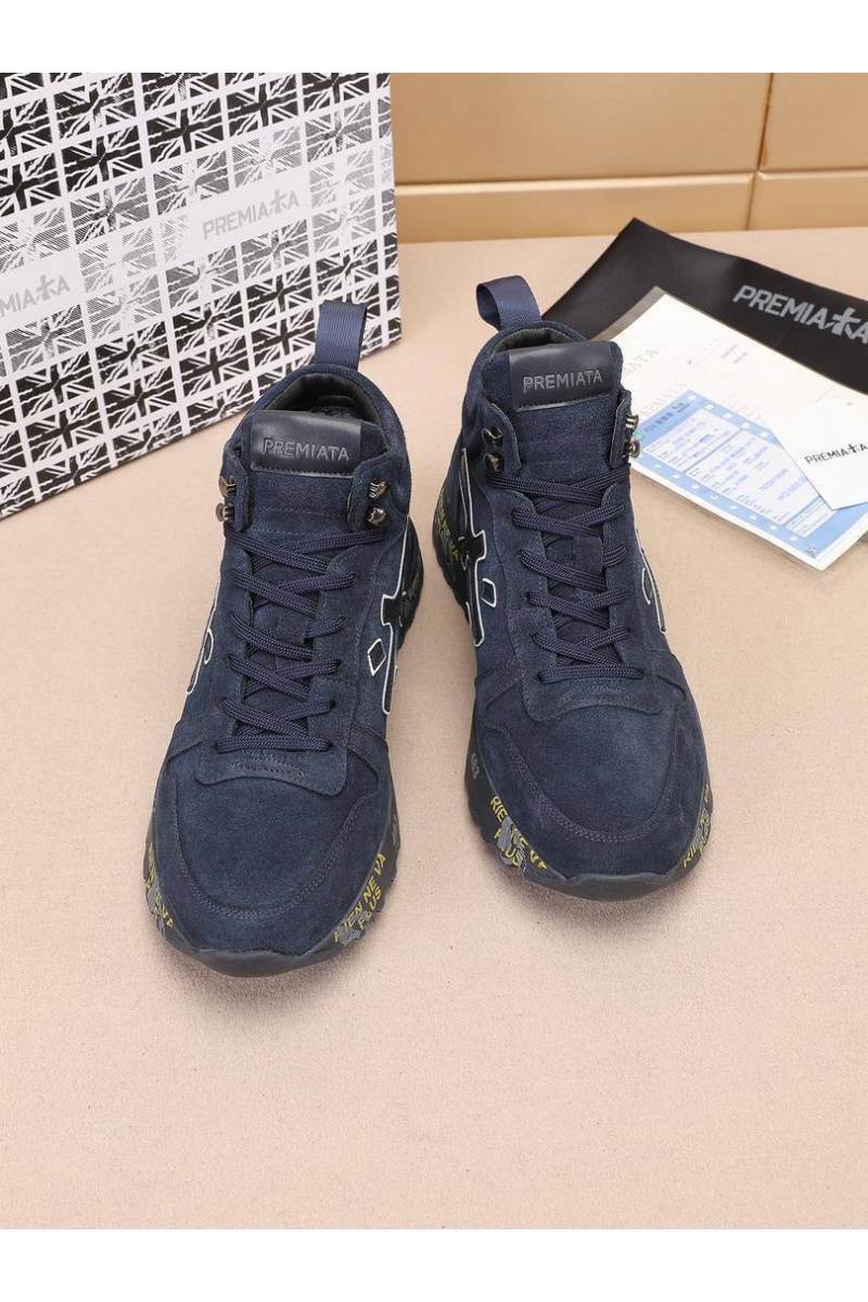 Premiata Замшевые кроссовки с мехом high-top - Navy