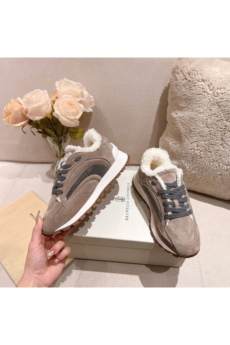 Designer Женские замшевые кроссовки с мехом Premium