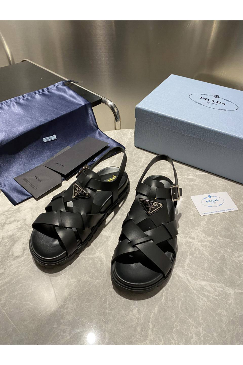 Prada Женские кожаные сандалии Monolith - Black