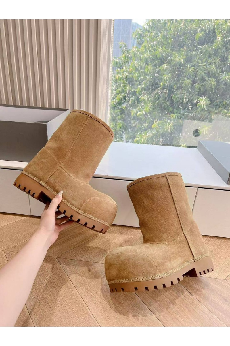 Balenciaga Женские ботинки Premium Alaska Fur Low Boot  - Brown