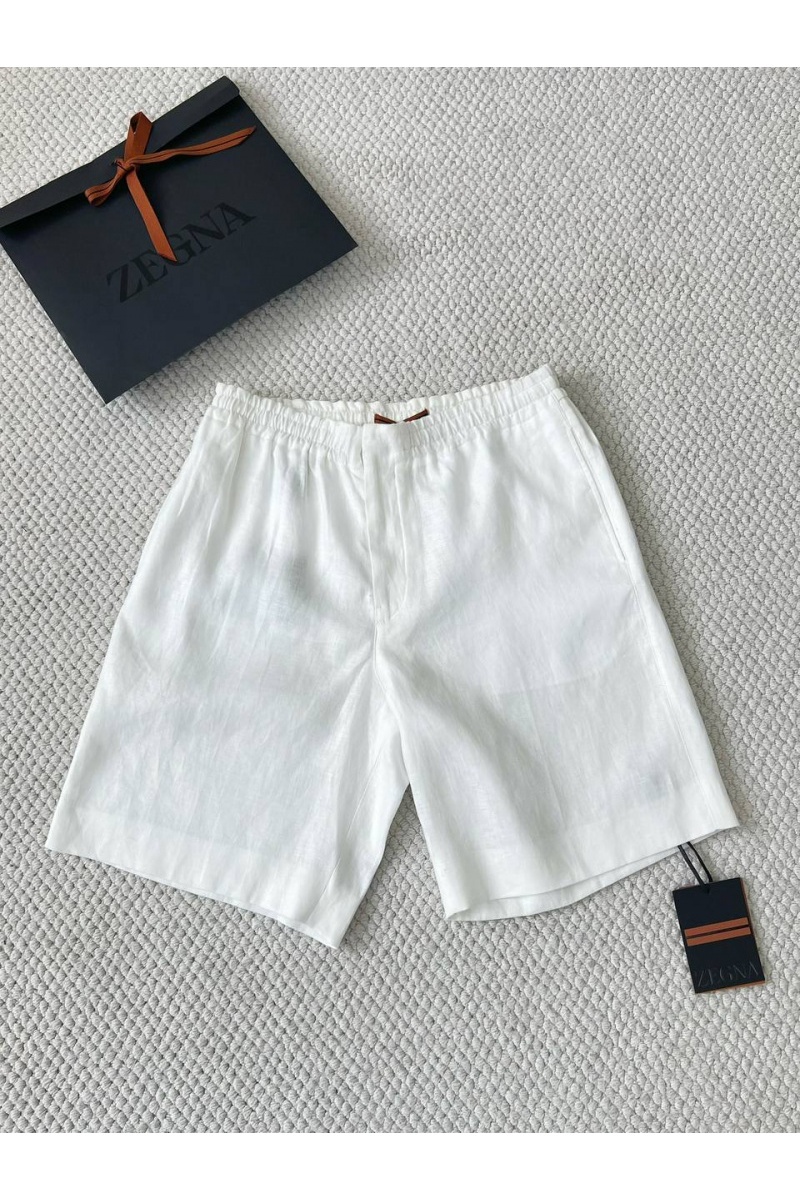 Zegna Льняные шорты белого цвета premium