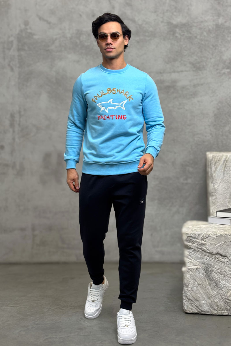 Paul & Shark Свитшот голубого цвета logo-print