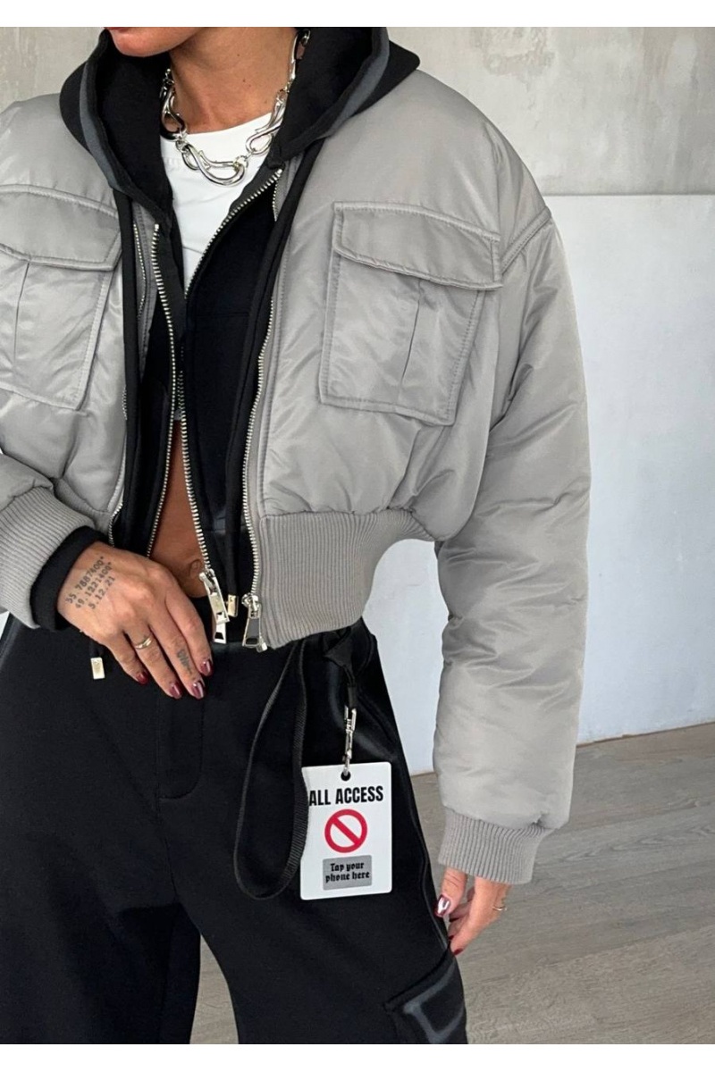 Max Mara Женский бомбер Max Mara серого цвета