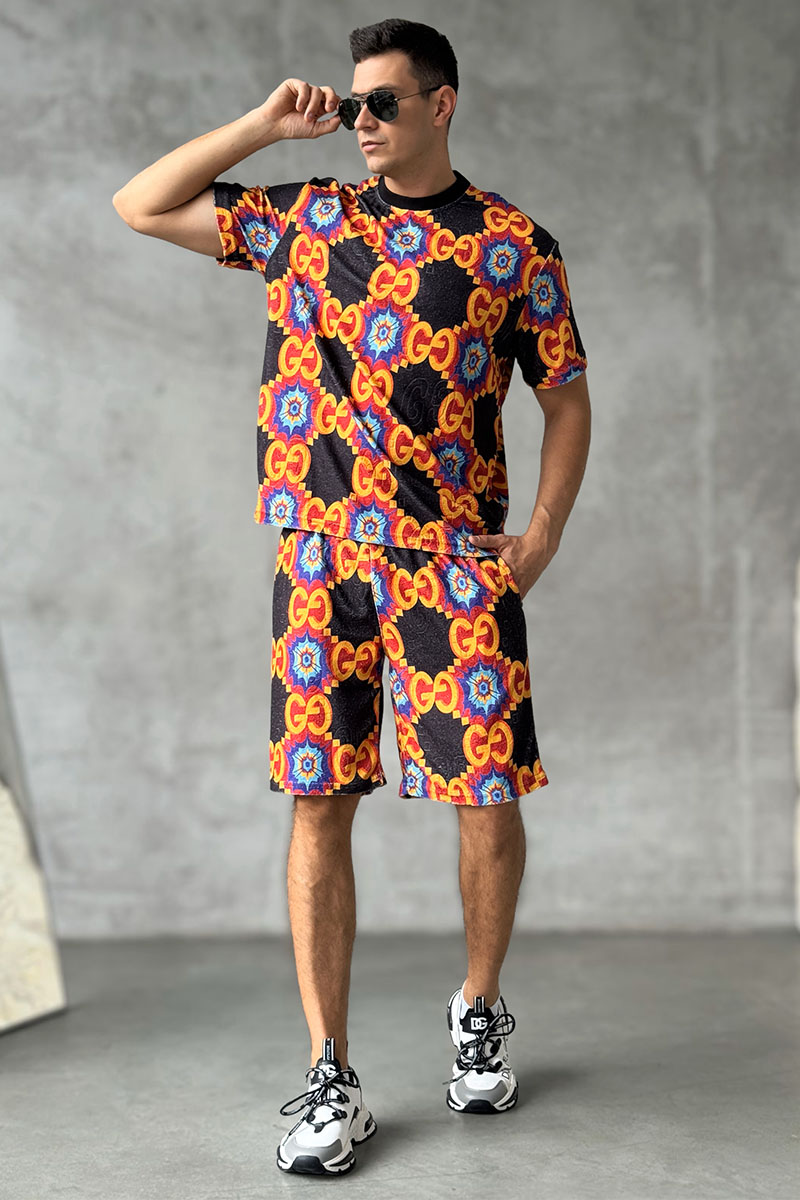 Gucci Брендовая мужская футболка GG logo all-over