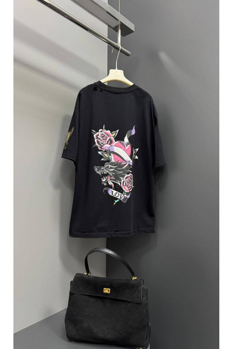 Balenciaga Женская чёрная оверсайз футболка 