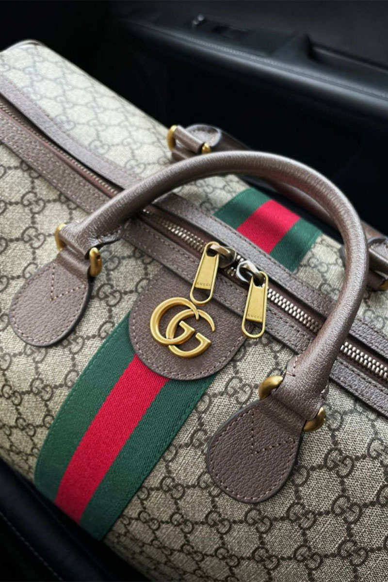 Gucci Кожаная дорожная сумка GG monogram 45x28 см