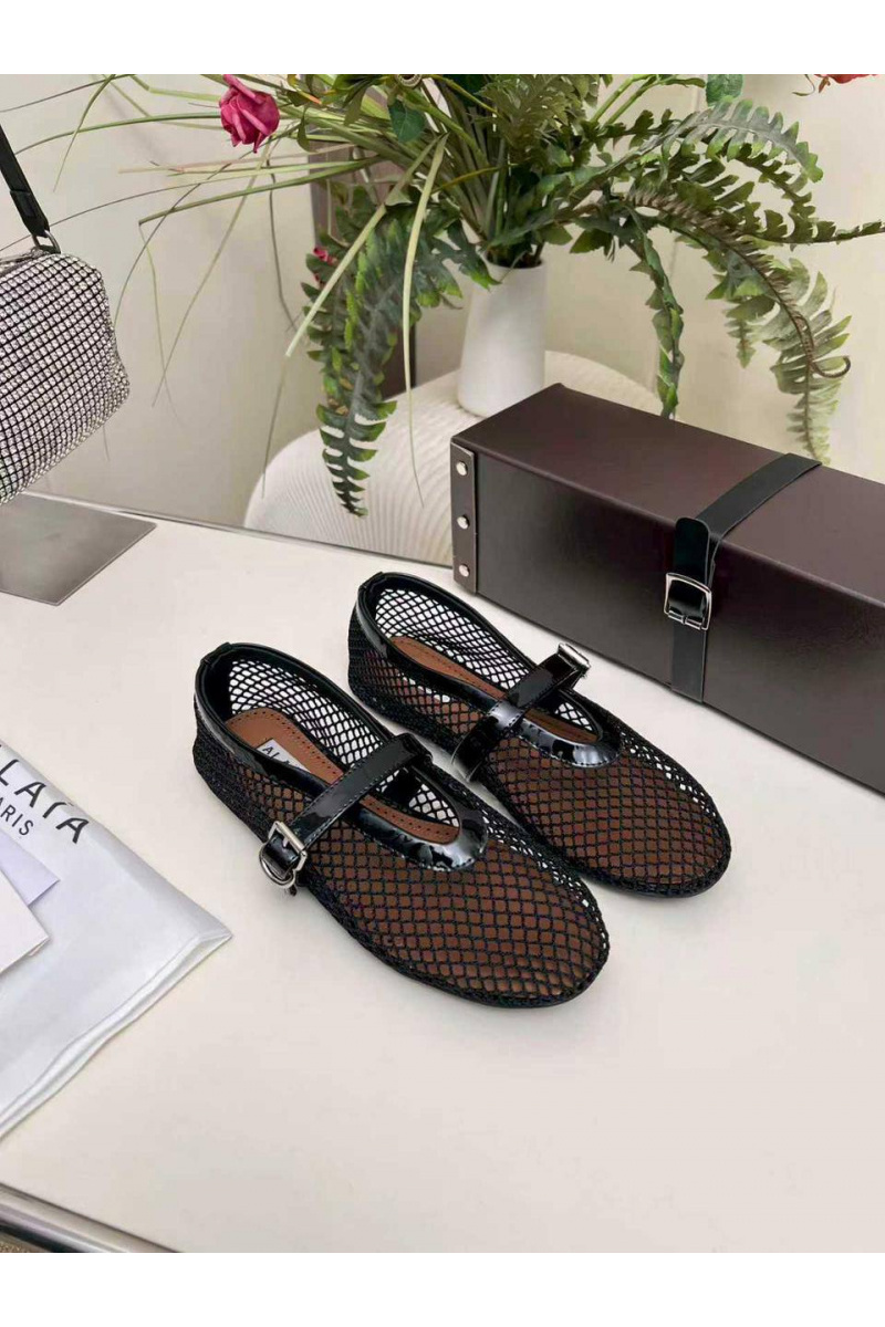 Designer Clothing Женские плетёные балетки Alaia Fishnet Ballet premium