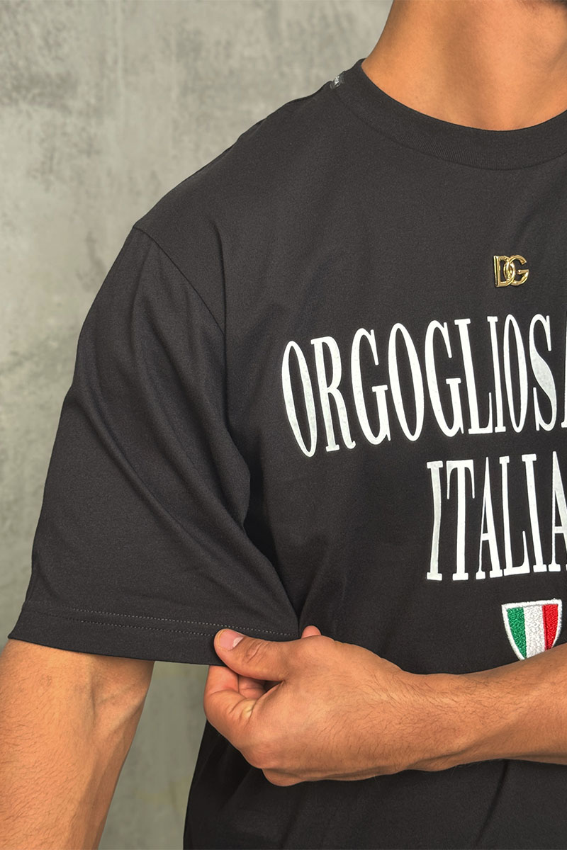 Dоlсе & Gаbbаnа Чёрная оверсайз футболка logo-plaque