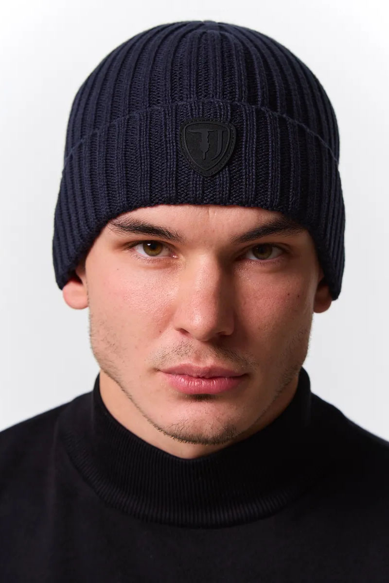 Trussardi Мужская шапка logo-patch - Navy