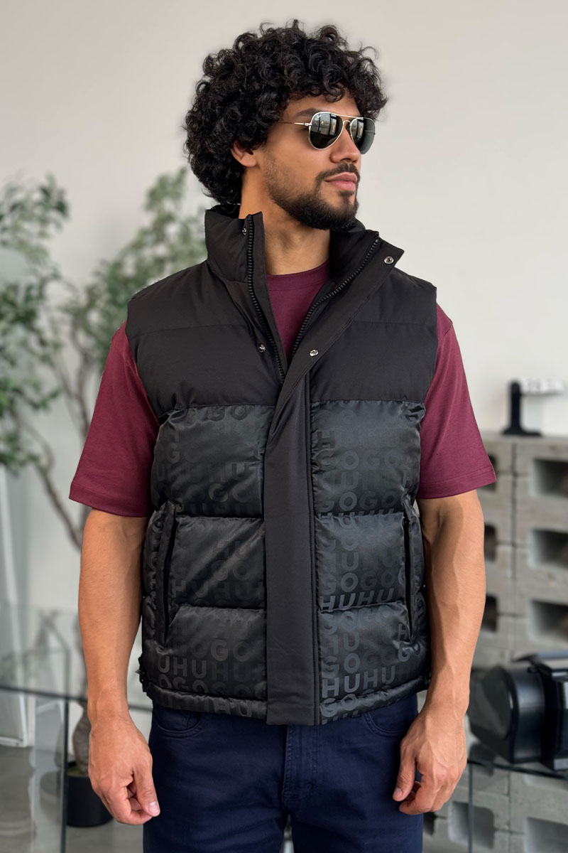 Hugо Воss Мужской чёрный жилет Baltino engraved-logo