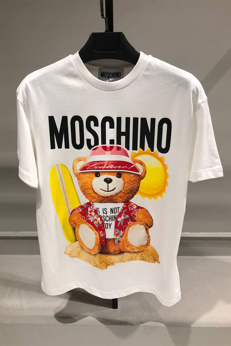 Moschino Мужская белая футболка Teddy Bear print