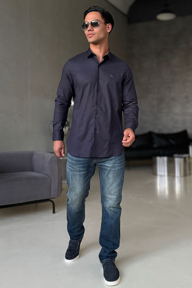 Burberry Мужская рубашка logo-embroidered - Navy