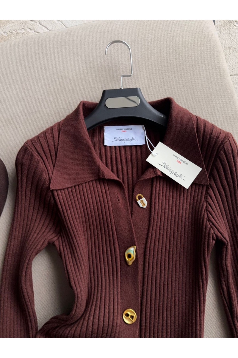 Schiaparelli Женское трикотажное платье шоколадного цвета