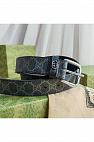 Брендовый ремень GG Monogram Black / Silver (длина 90 см)