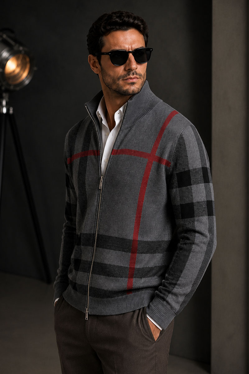 Burberry Серая кофта London Check Zip-Up