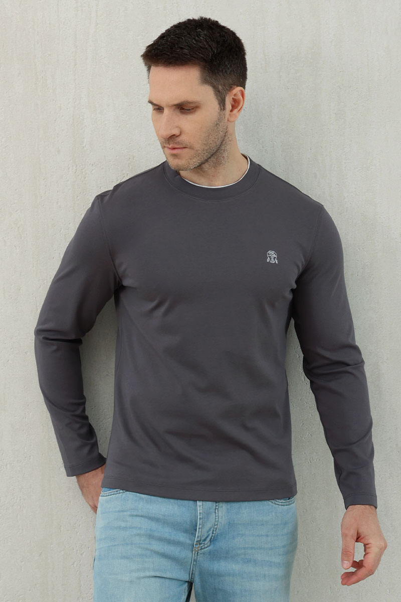 Designer Мужской тёмно-серый лонгслив Premium