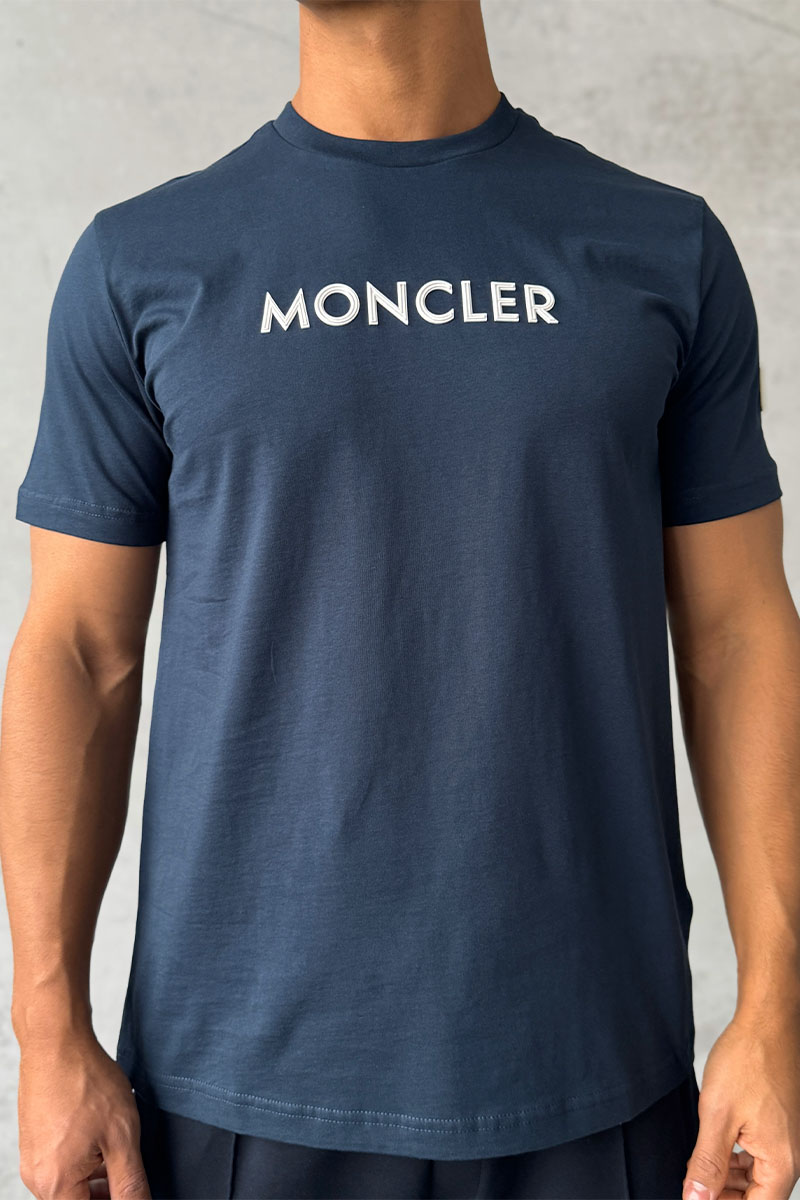 Moncler Мужская футболка logo-patch - Navy