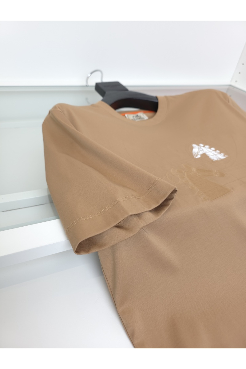 Hermes Мужская коричневая футболка premium