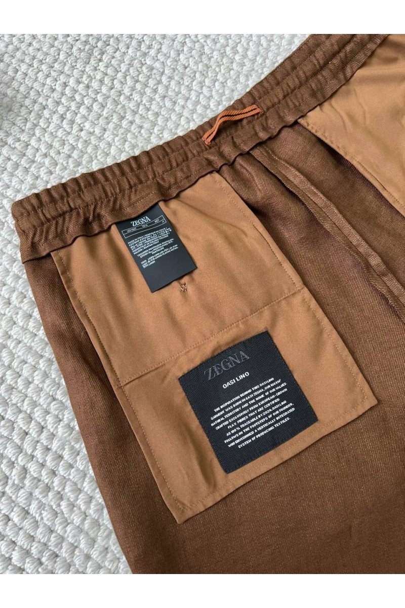 Zegna Льняные шорты коричневого цвета premium