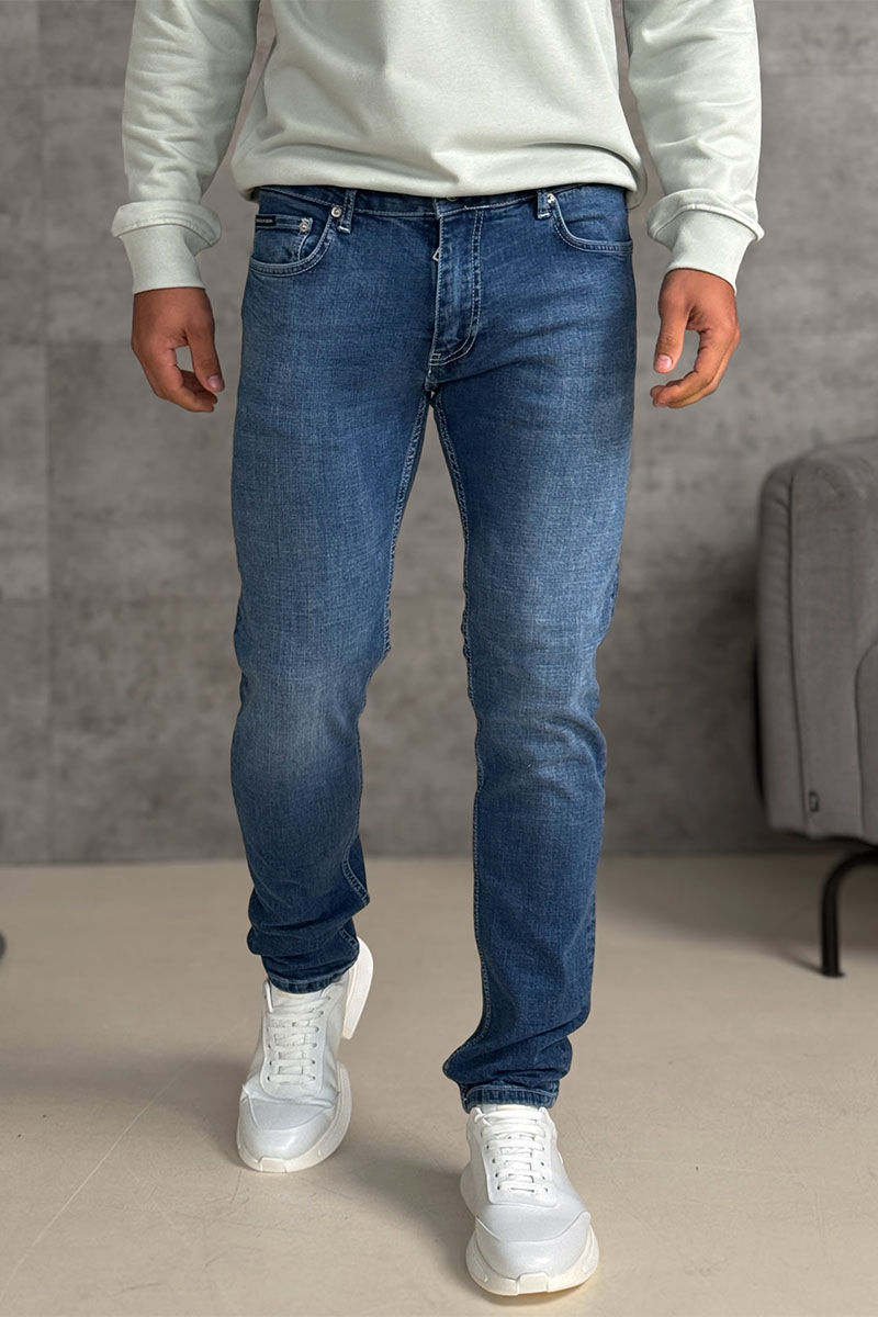 Dоlсе & Gаbbаnа Мужские синие джинсы logo-plaque