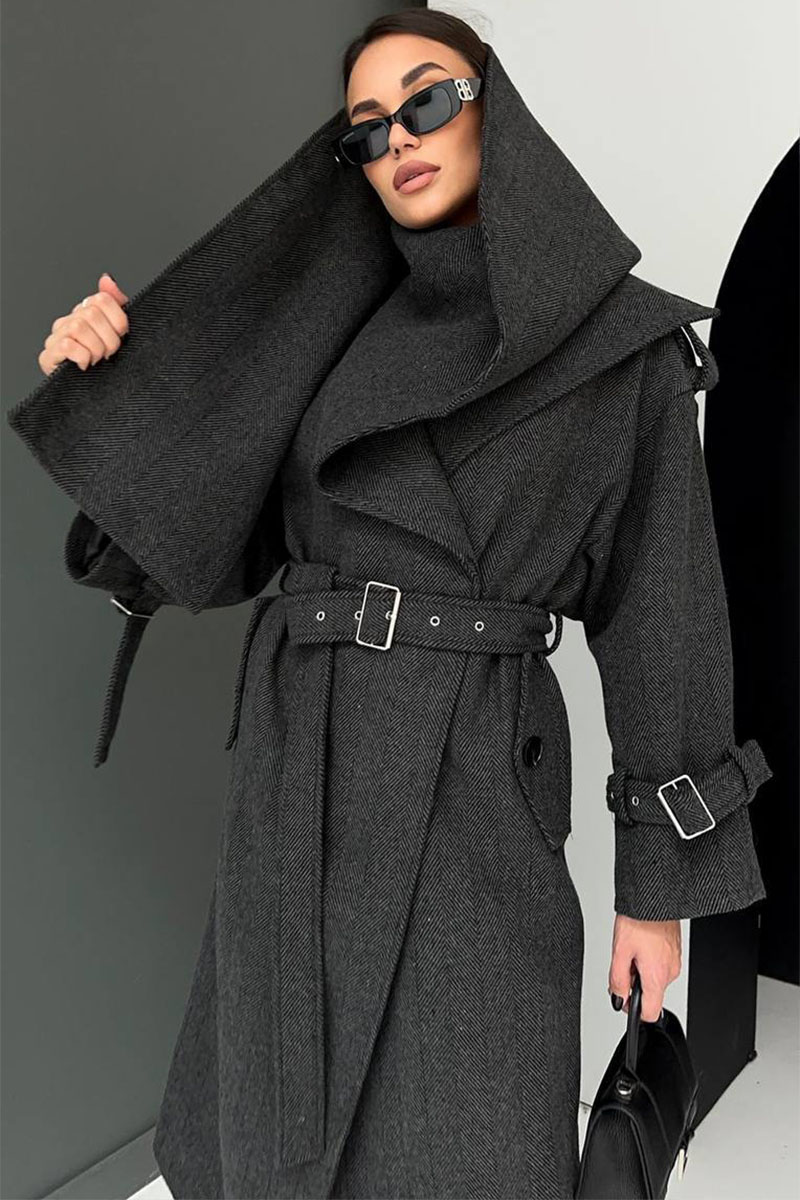 Dior Женское серое пальто с ремешком 
