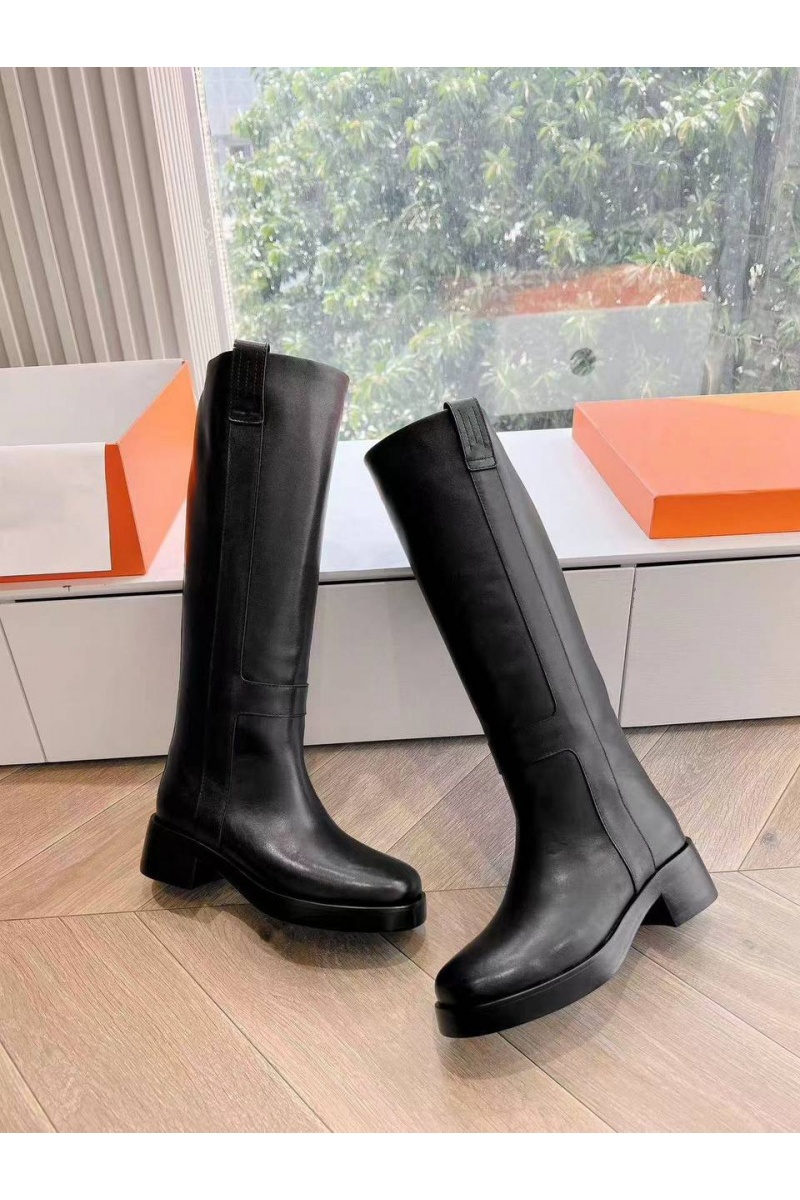 Hermes Женские кожаные сапоги Premium - Black