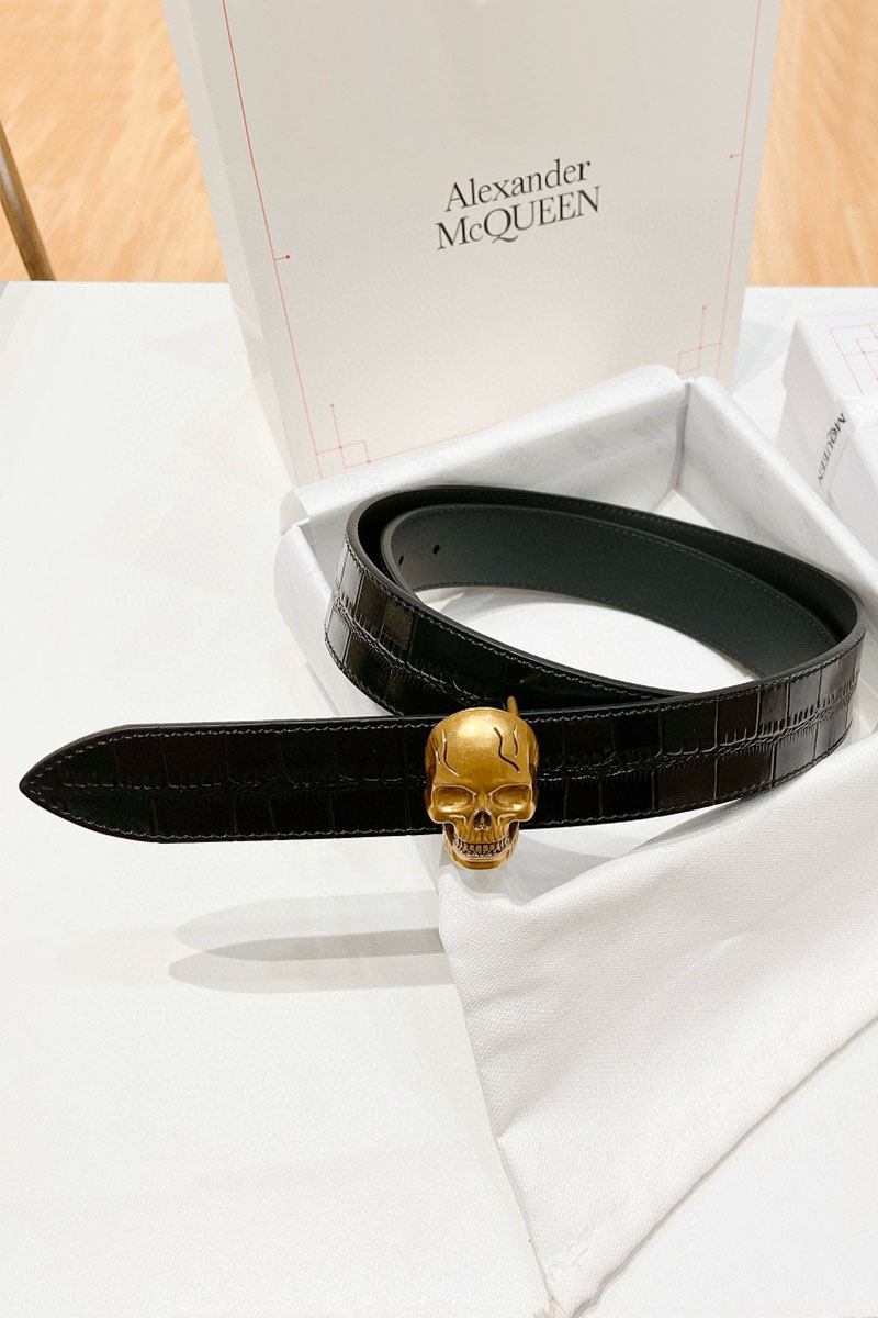 Alexander McQueen Кожаный ремень Skull Premium (ширина 3.5 см)